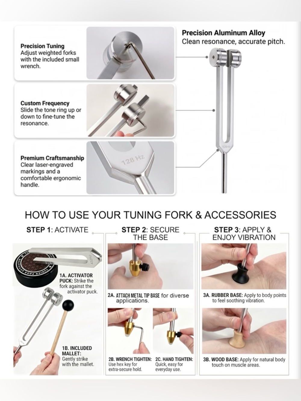 Tuning Fork Set with Vegan Leather Carry Case - Professional Sound Therapy Kit - Picture 9 of 14